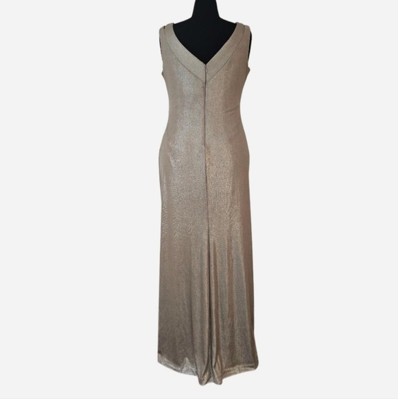 LAUREN RALPH LAUREN Women's Metallic Silver Sleeveless Evening Dress. Size 16 - Picture 5 of 13